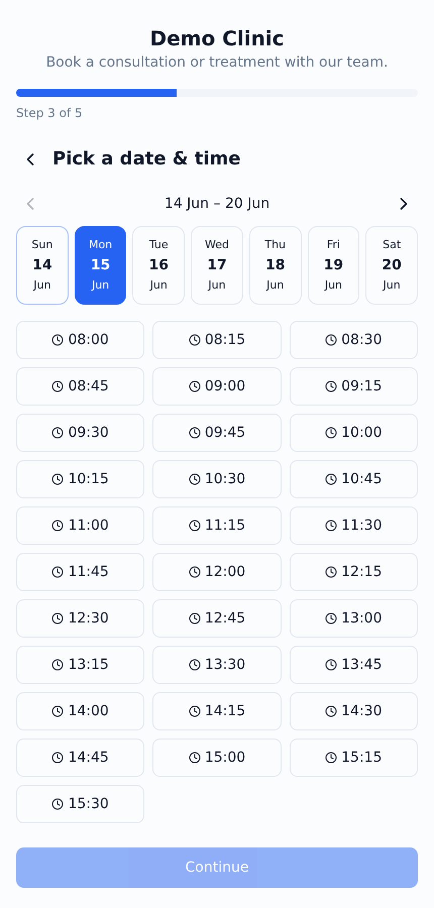 Real-time availability in Bookedapp on mobile